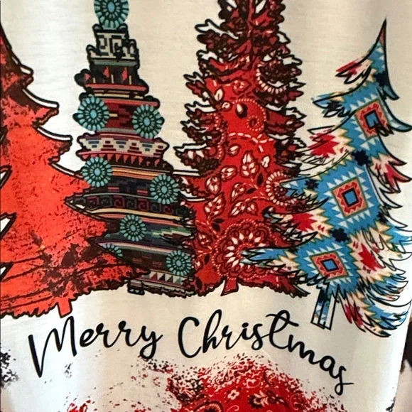 Southern Stitch Merry Christmas Red & Black Graphic Tee size 2X - Picture 5 of 5
